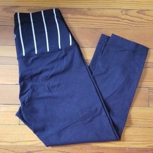 Lululemon Black Capri Leggings with Striped Upper